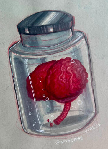 brain jar - alcohol markers & colored pencils