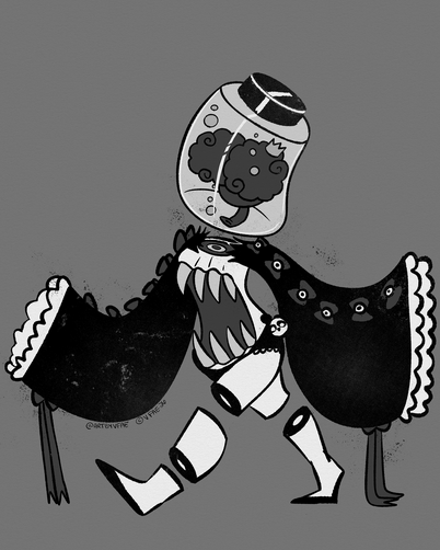 brain jar - rubberhose style cartoon of my gaiaonline avatar lol